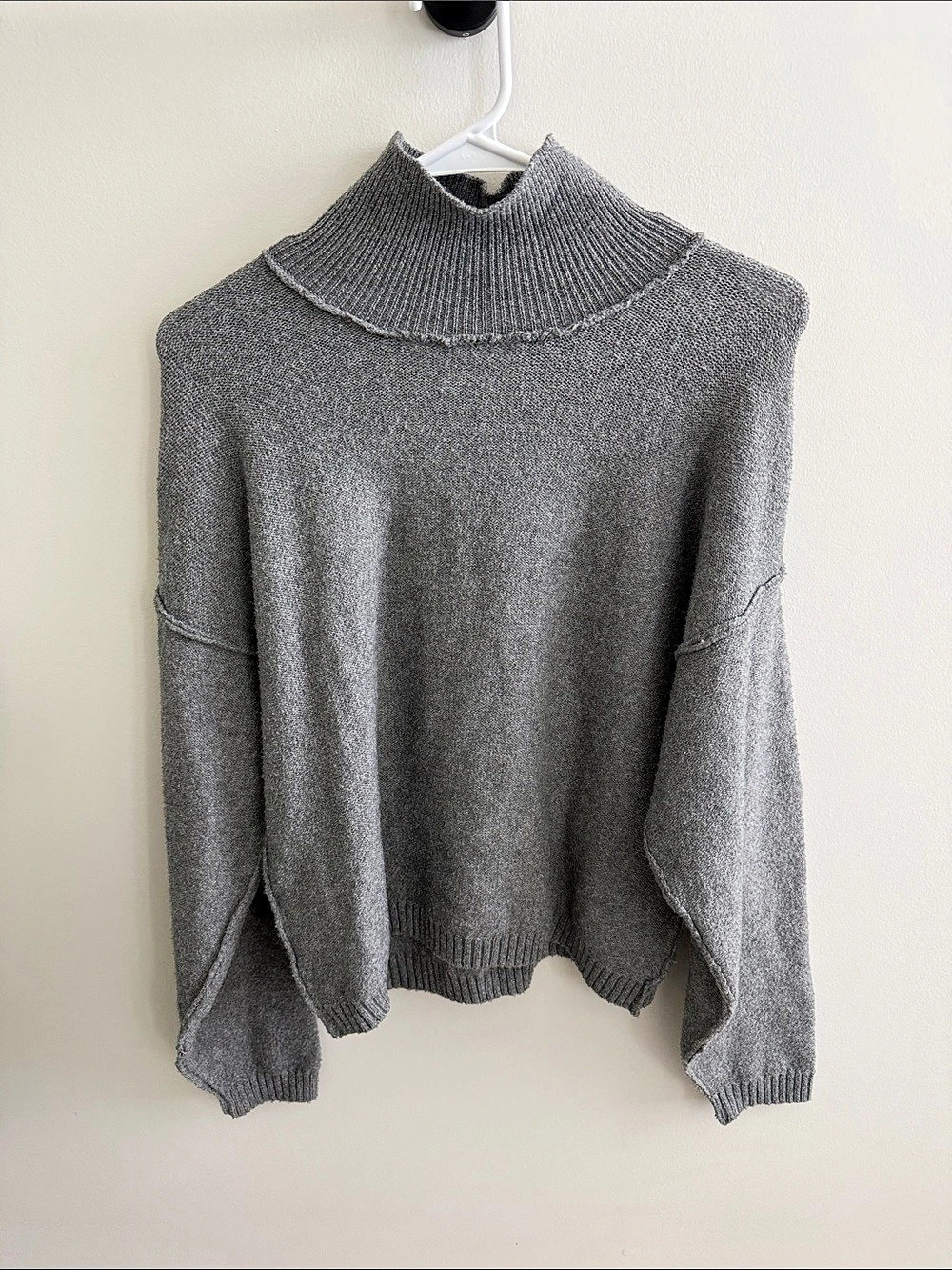 Pink Rose Gray Turtleneck Sweater Size XS Like New